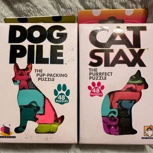Puzzle Games Cat Stax & Dog Stax Brain Teaser Puzzles Lot